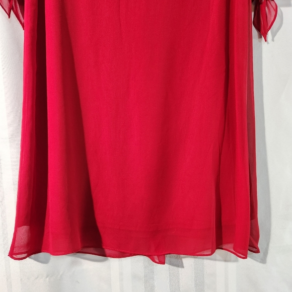 SOPRANO RED MINI CHIFFON DRESS SPLIT SLEEVES SIZE XSMALL - Picture 9 of 13